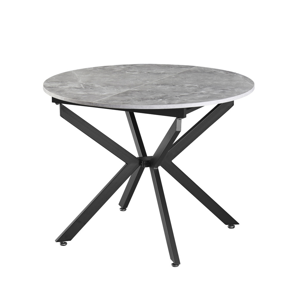 Kihúzható étkezőasztal, beton/fekete, 100x100-140x75 cm, ABERO TYP 1 (RP)