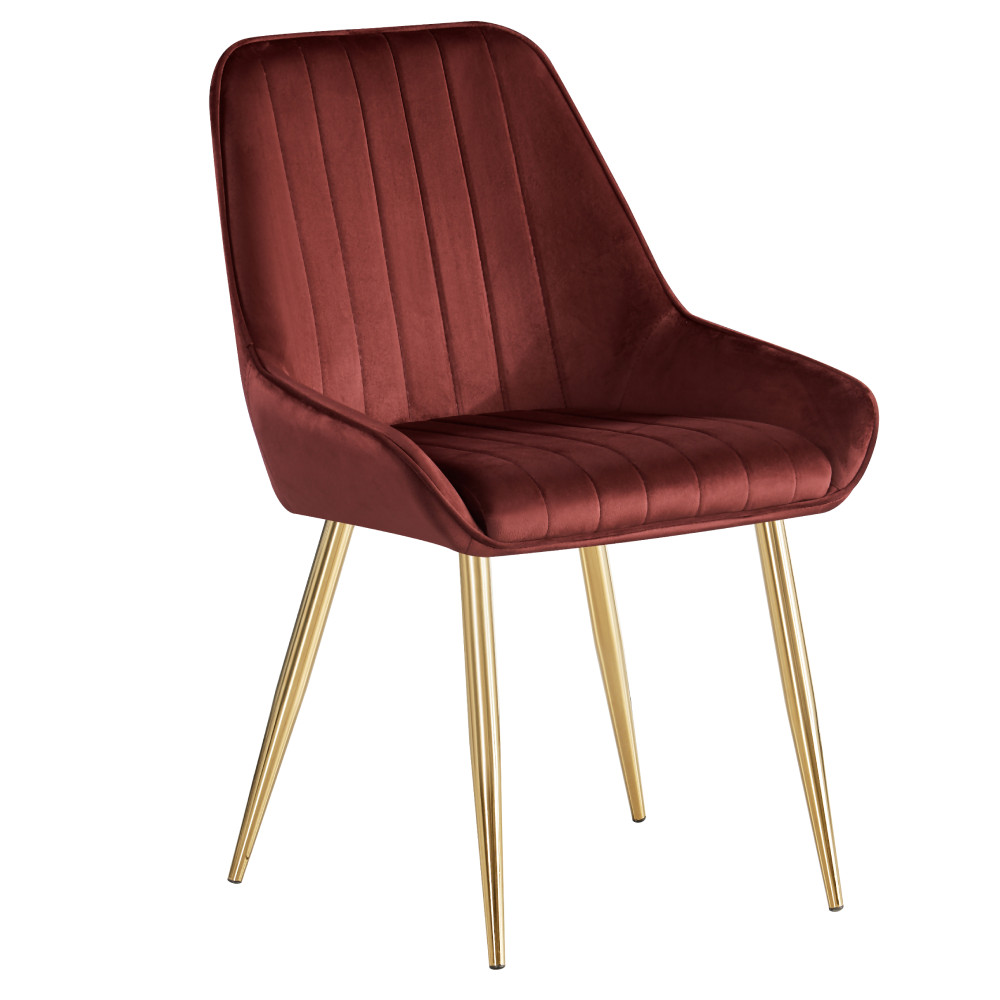 Étkezőszék, bordó Velvet anyag/gold króm-arany, PERLIA (RP)