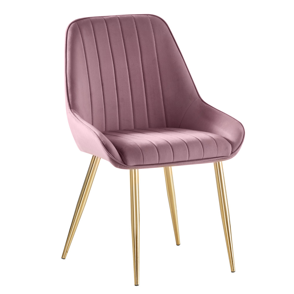 Étkezőszék, rózsaszín Velvet anyag/gold króm-arany, PERLIA (RP)