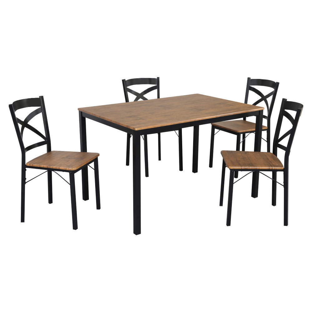 Étkezőgarnitúra 1+4, sötét tölgy/fekete, HAIM (RP)