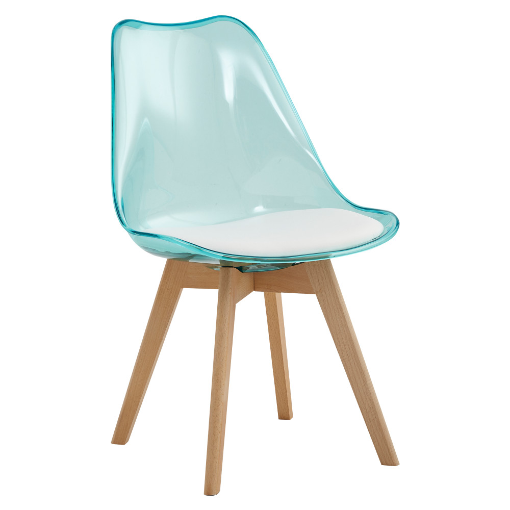 Szék, átlátszó zöld, akril/ekobőr/bükk, BALI 2 NEW (RP)