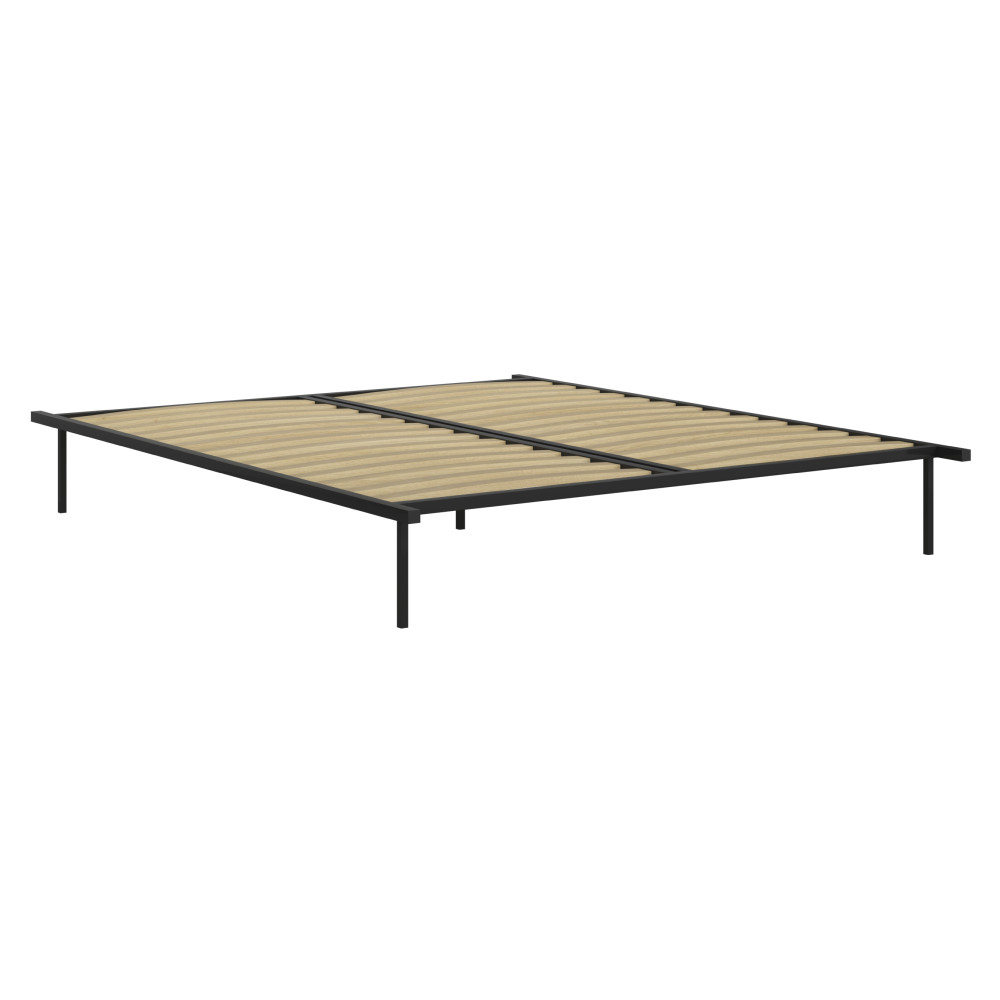 Önálló ágyrács, 180x200, fekete, fém/nyírfa, KENTAK (RP)