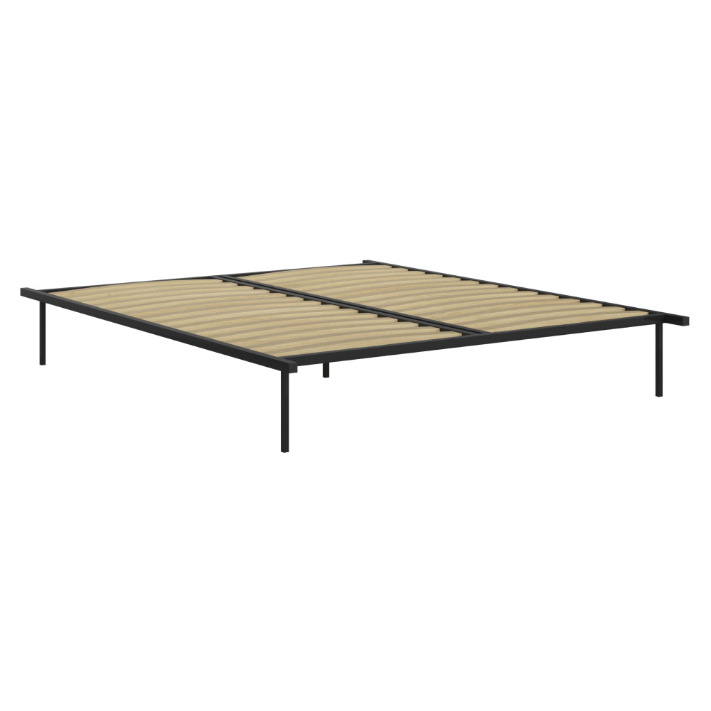 Önálló ágyrács, 160x200, fekete, fém/nyírfa, KENTAK (RP)