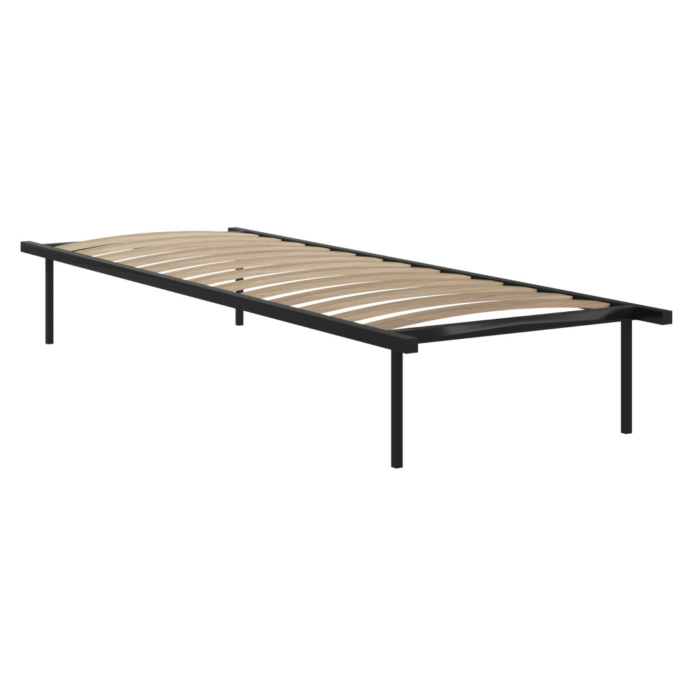 Önálló ágyrács, 90x200, fekete, fém/nyírfa, KENTAK (RP)