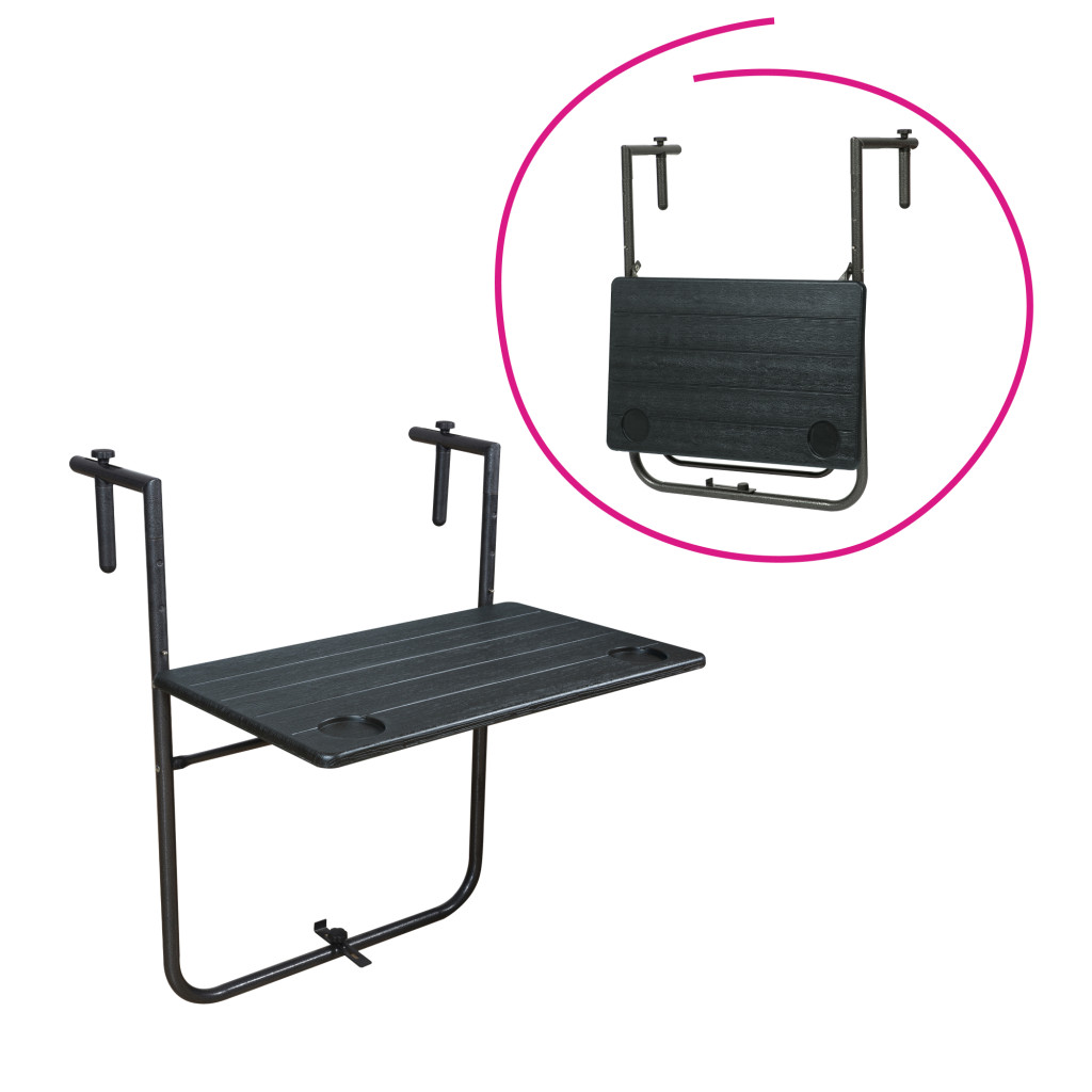 Összecsukható erkély asztal, fekete, UZOR (RP)