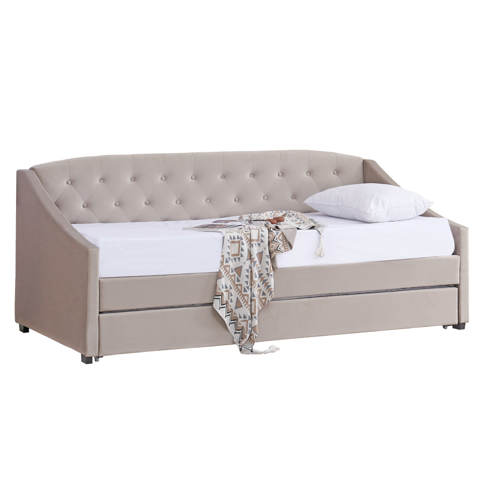 Kihúzható ágy, barnásszürke Taupe, ALODA (RP)