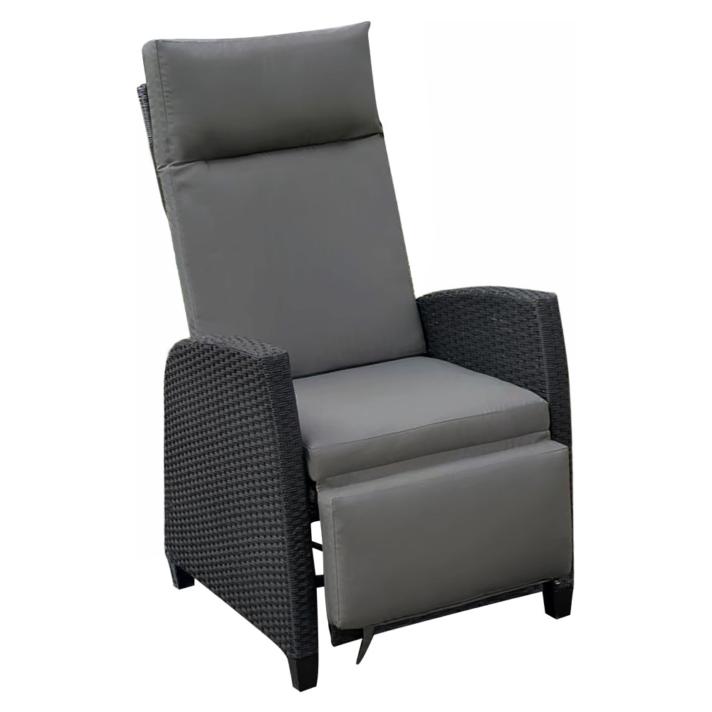 Állítható kerti szék, fekete/szürke, PAVIO (RP)