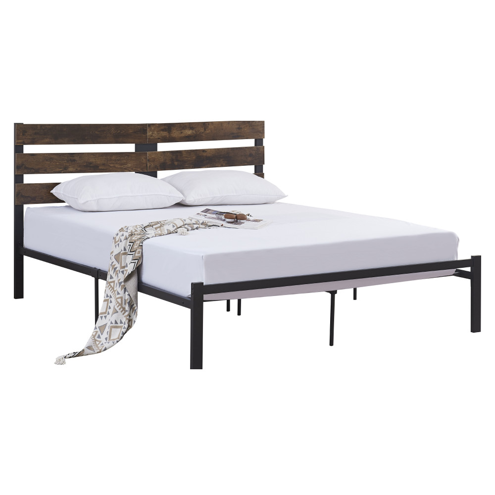 Franciaágy ráccsal, rusztikus tölgy/fém, 160x200, ANEYA (RP)