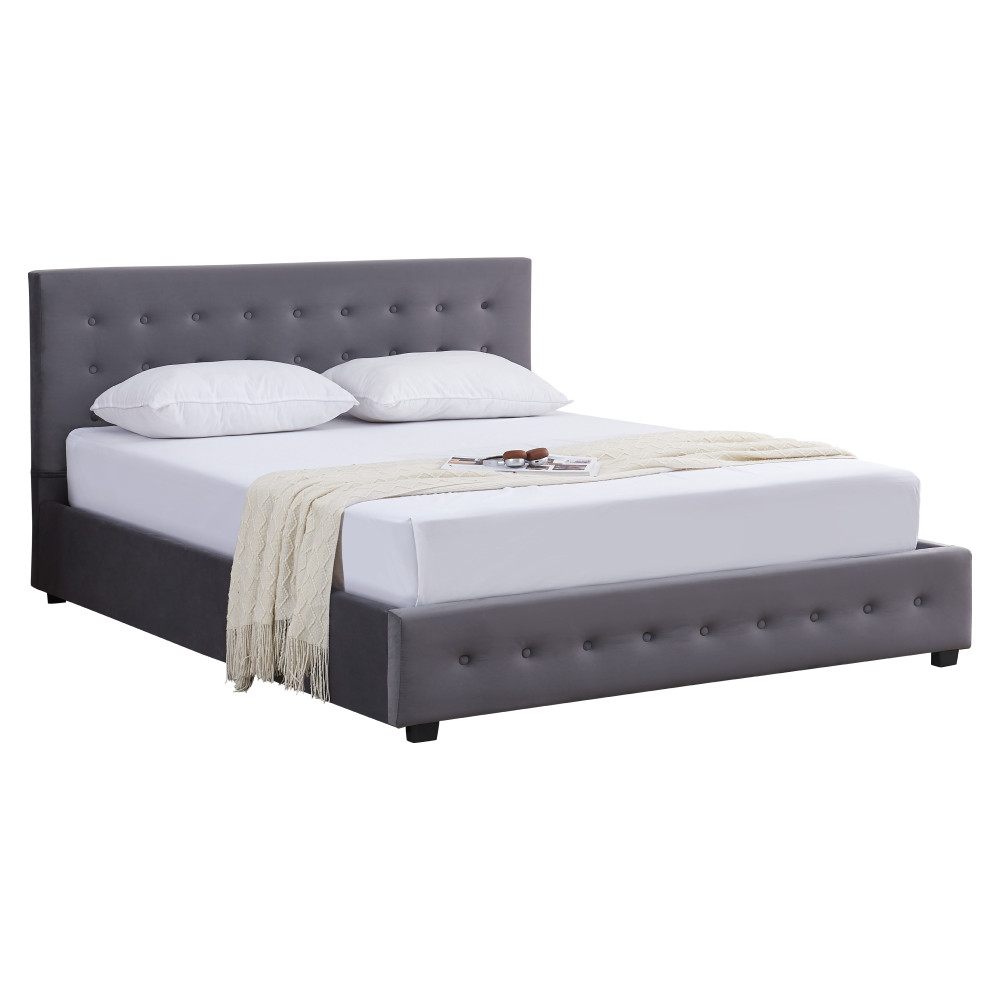 Ágy tárhellyel, 180x200, szürke, MINDY (RP)