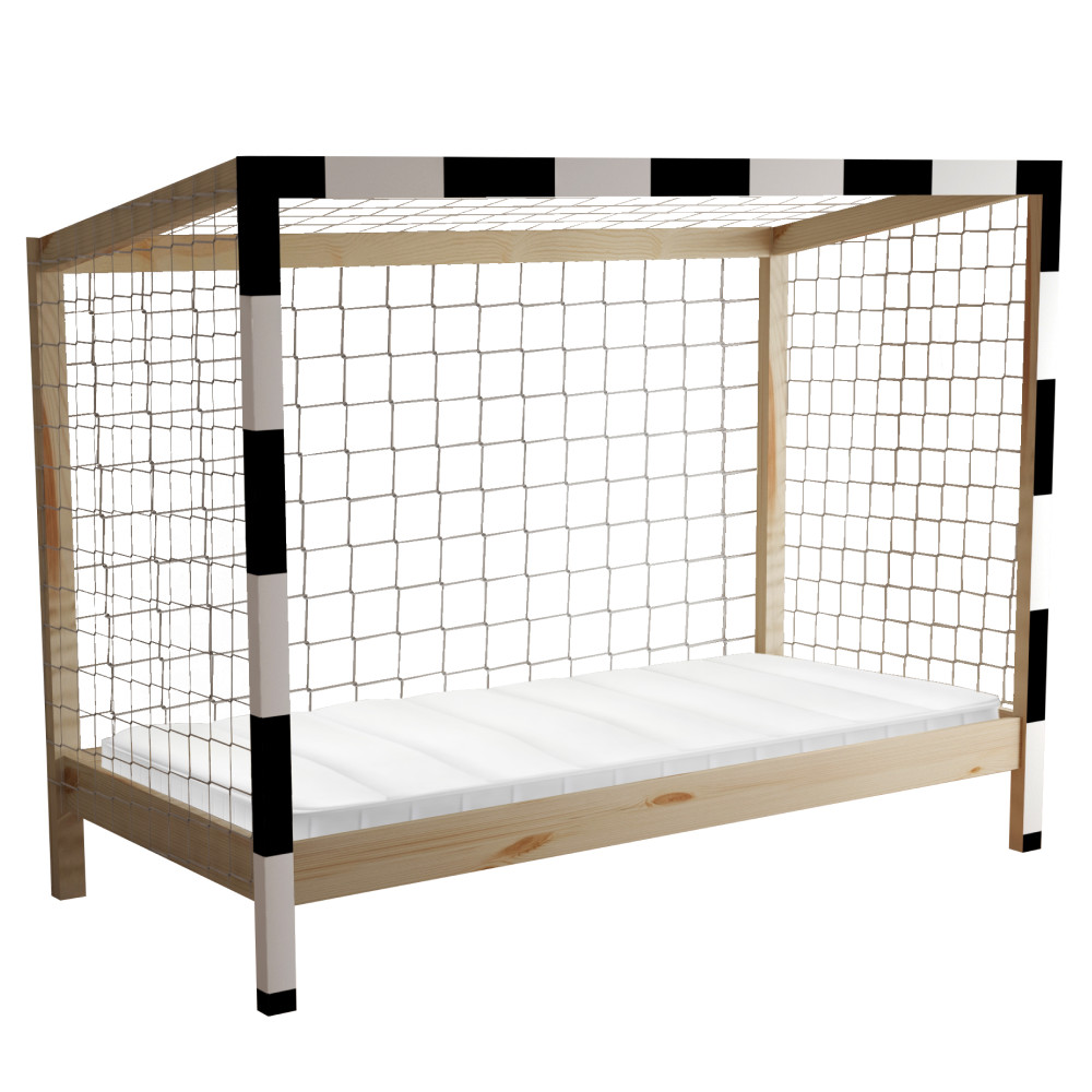 Montessori ágy, természetes/fehér/fekete, 90x200, FUTAL (RP)