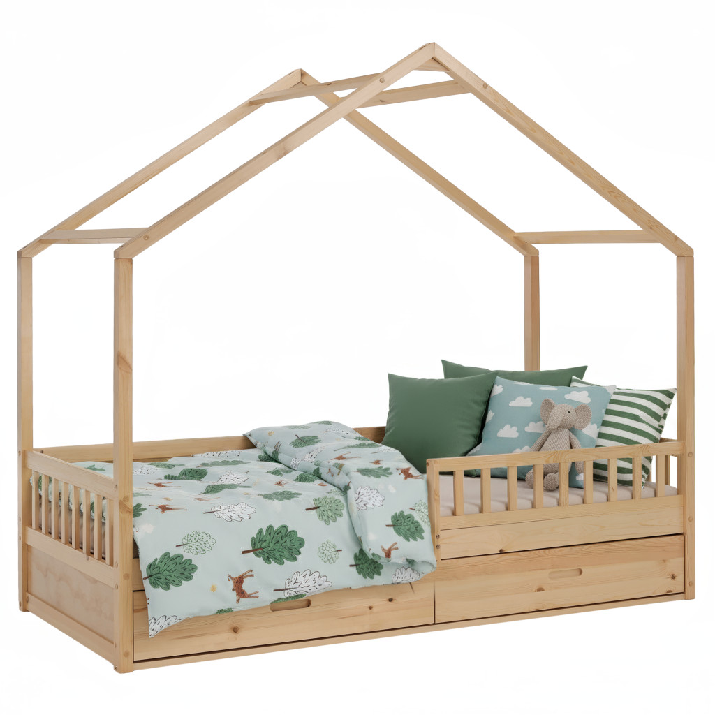 Montessori ágy, 90x200, természetes, tömör, BIANKA (RP)