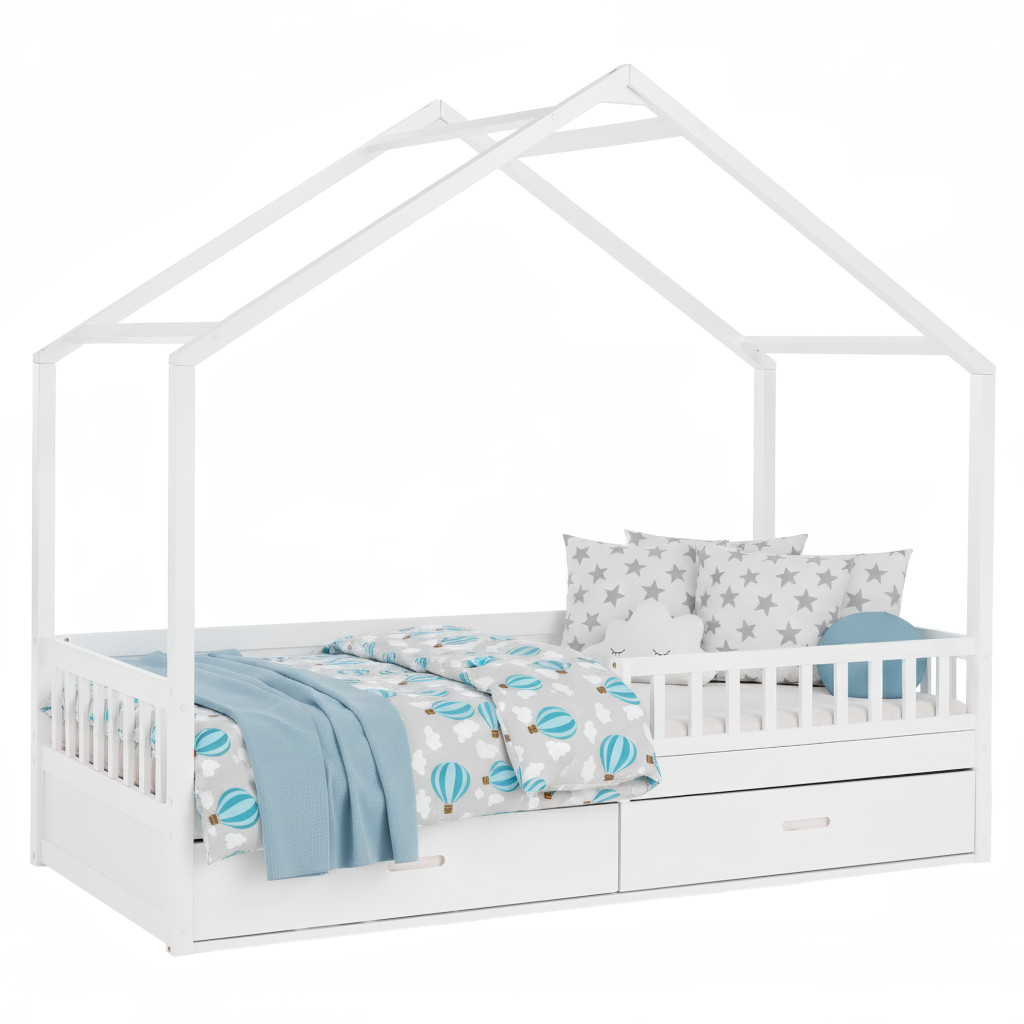 Montessori ágy, 90x200, fehér, tömör, BIANKA (RP)