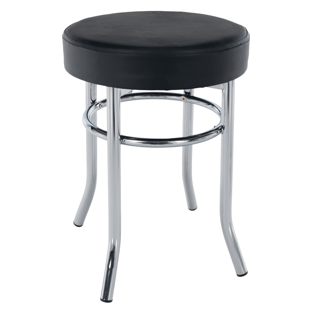 Puff,  króm + textilbőr fekete, IRENA (RP)