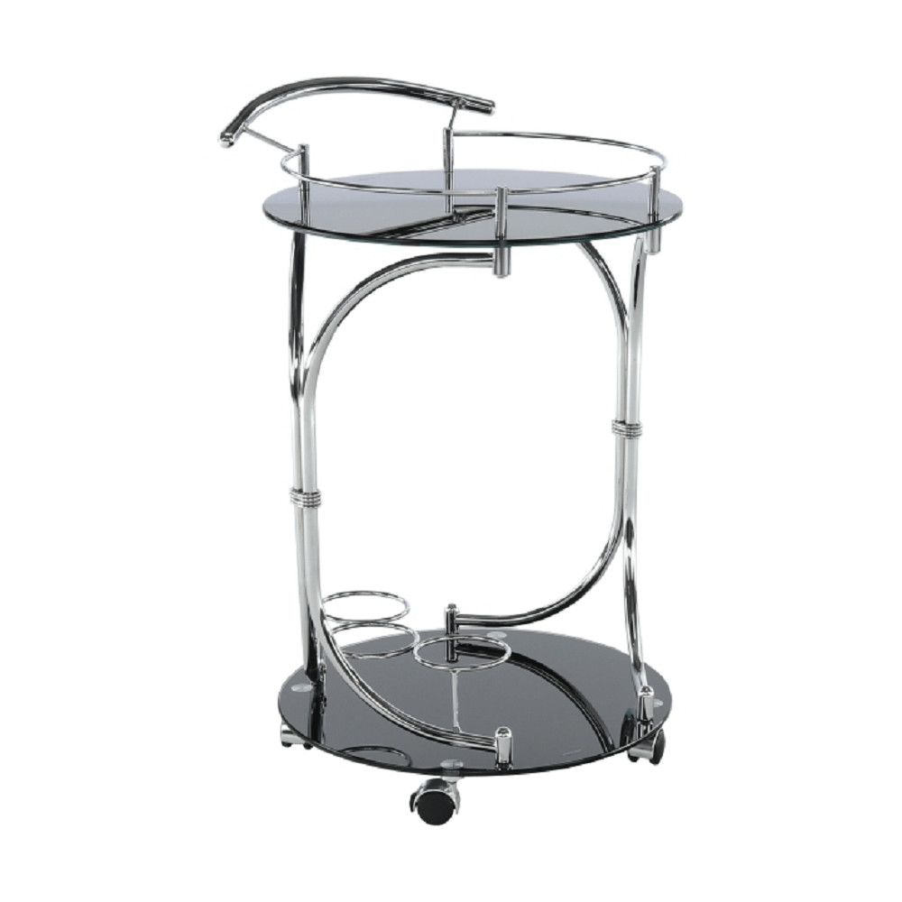 Zsúrasztal, fekete üveg + fém (króm), VESNA (RP)