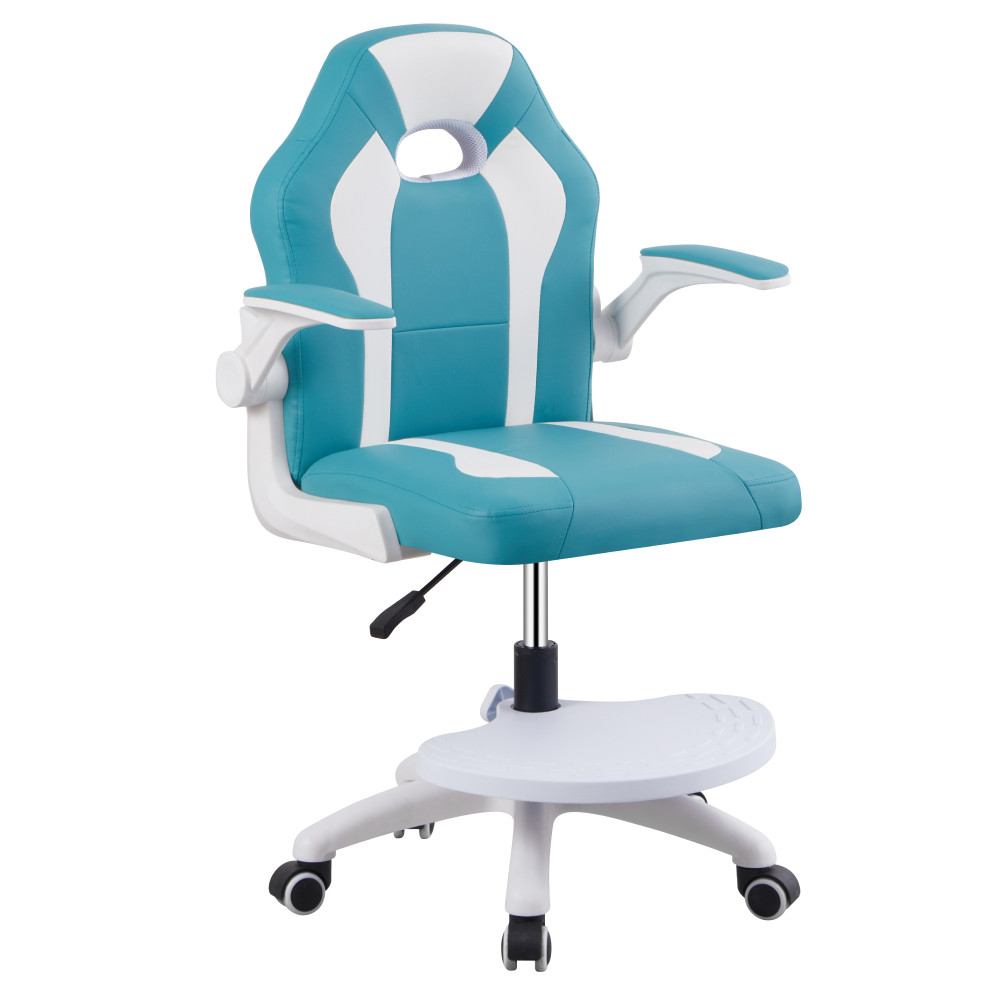 Forgószék lábtartóval, kék/fehér, RAMIL NEW (RP)