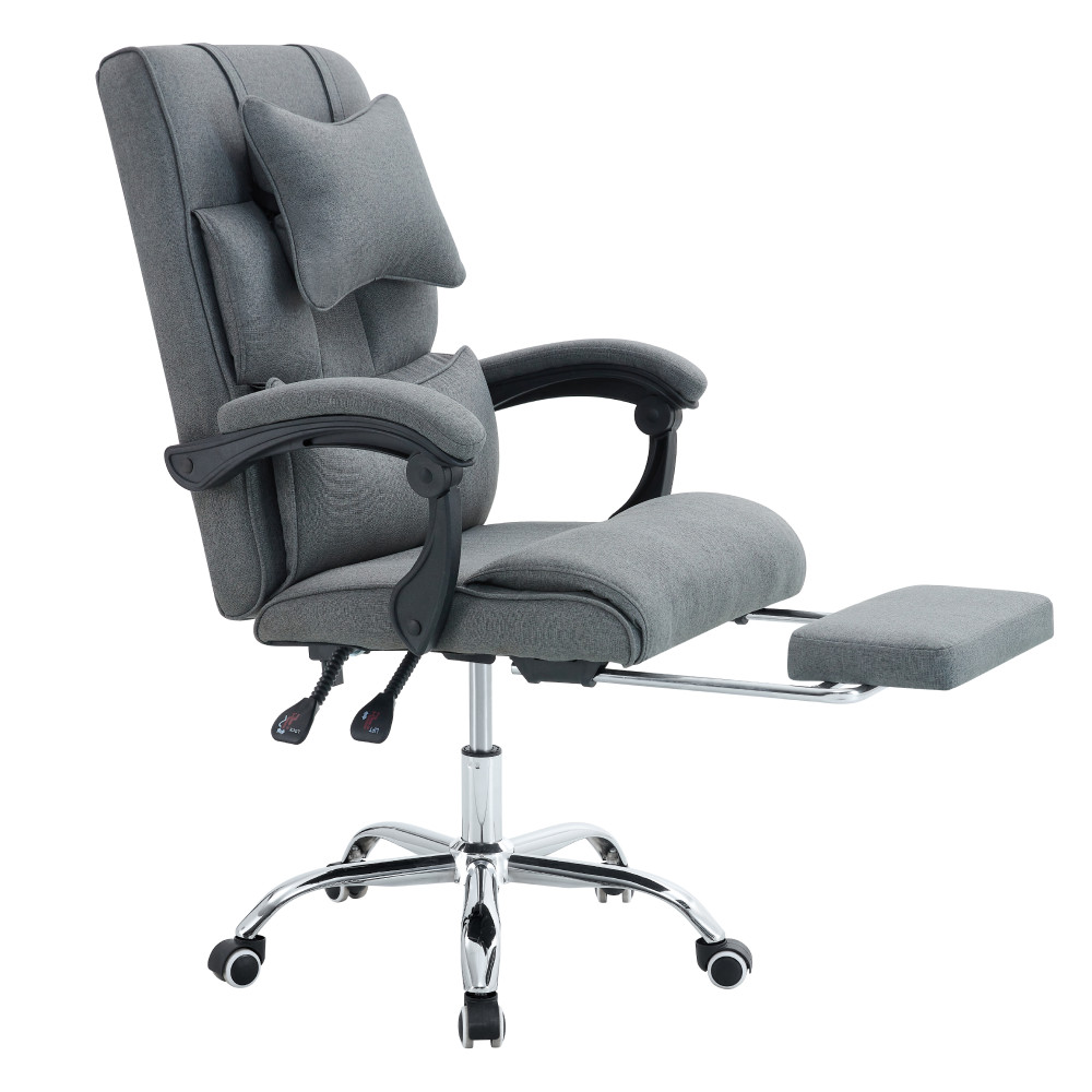 Irodai szék kihúzható lábtartóval, szürke/króm, WALDOR NEW (RP)