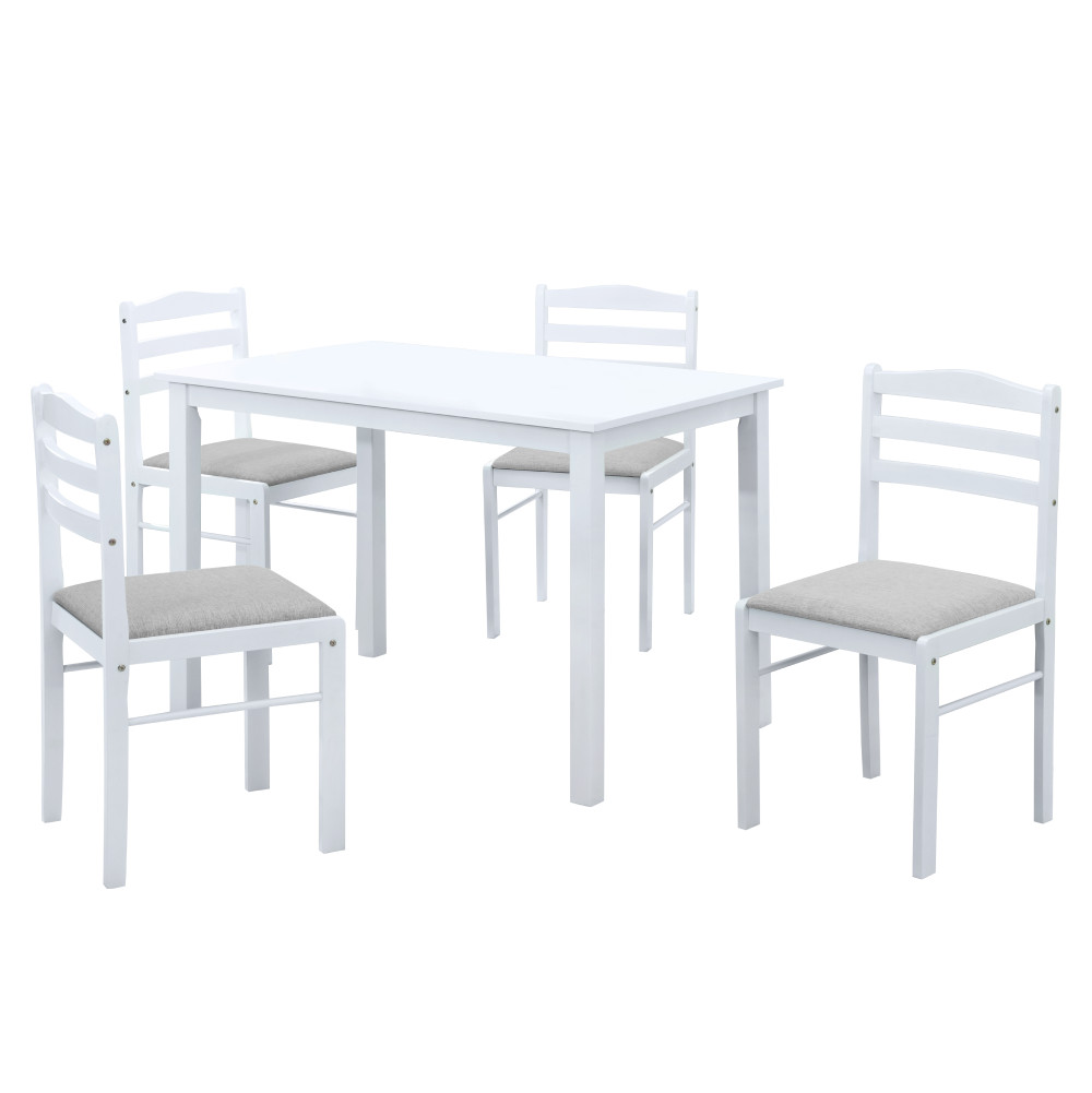 Étkezőgarnitúra 1+4, fehér/bézsesszürke, SOMIN (RP)