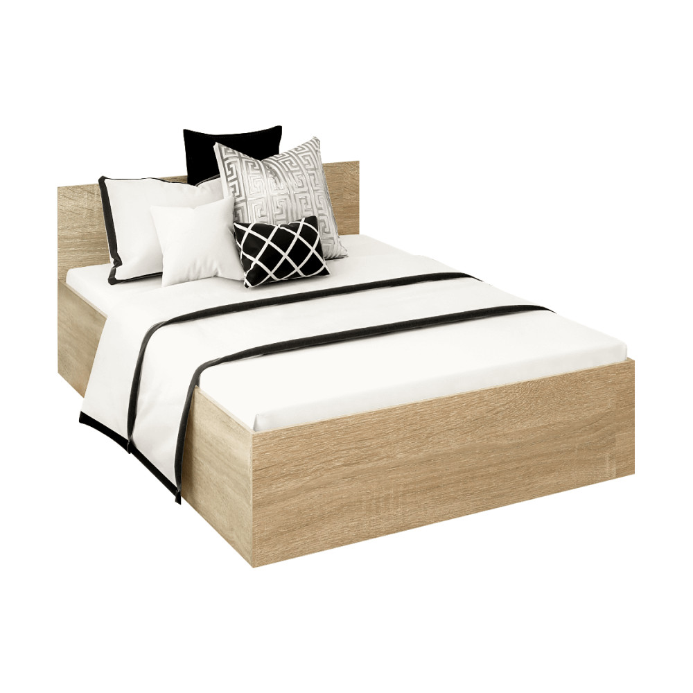 Ágy fém ráccsal és tárolóhellyel, 140x200, sonoma tölgy, DOLI (RP)