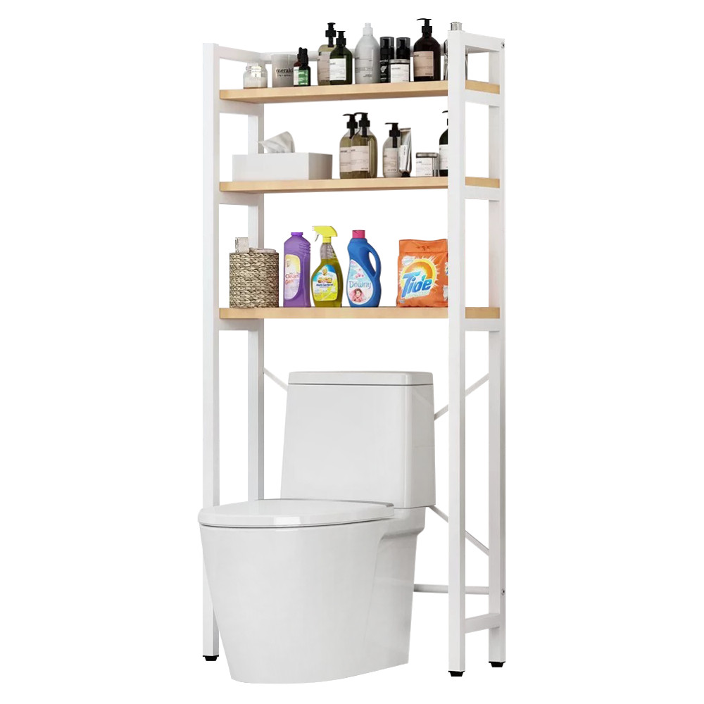 Polcállvány WC fölé, tölgy natural/fehér, BALRAM (RP)