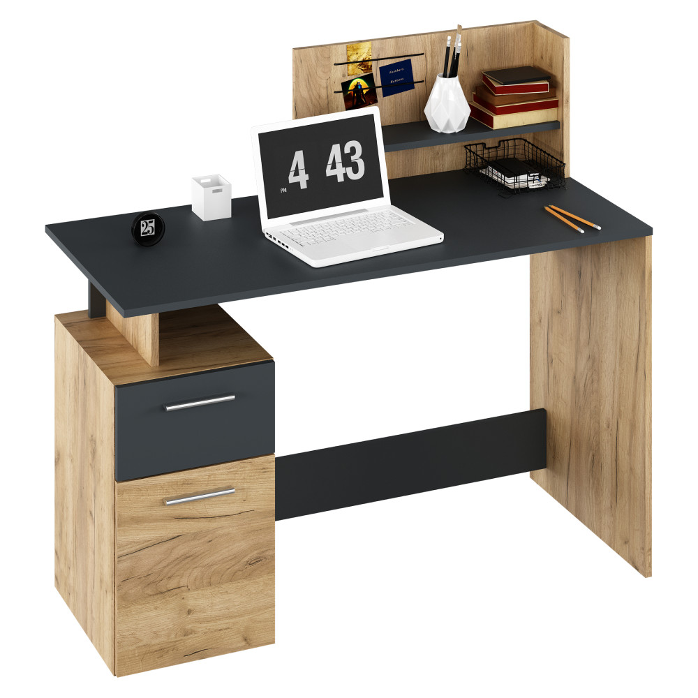Számítógépasztal, artisan tölgy/grafit, PLATON NEW (RP)