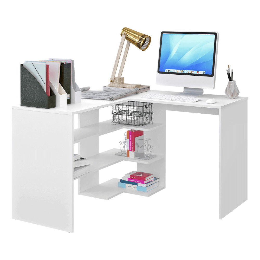 Sarok számítógépasztal, fehér, TAMARI (RP)