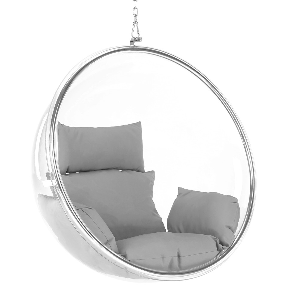 Függő fotel, átlátszó/ezüst/szürke, BUBBLE NEW TYP 1 (RP)