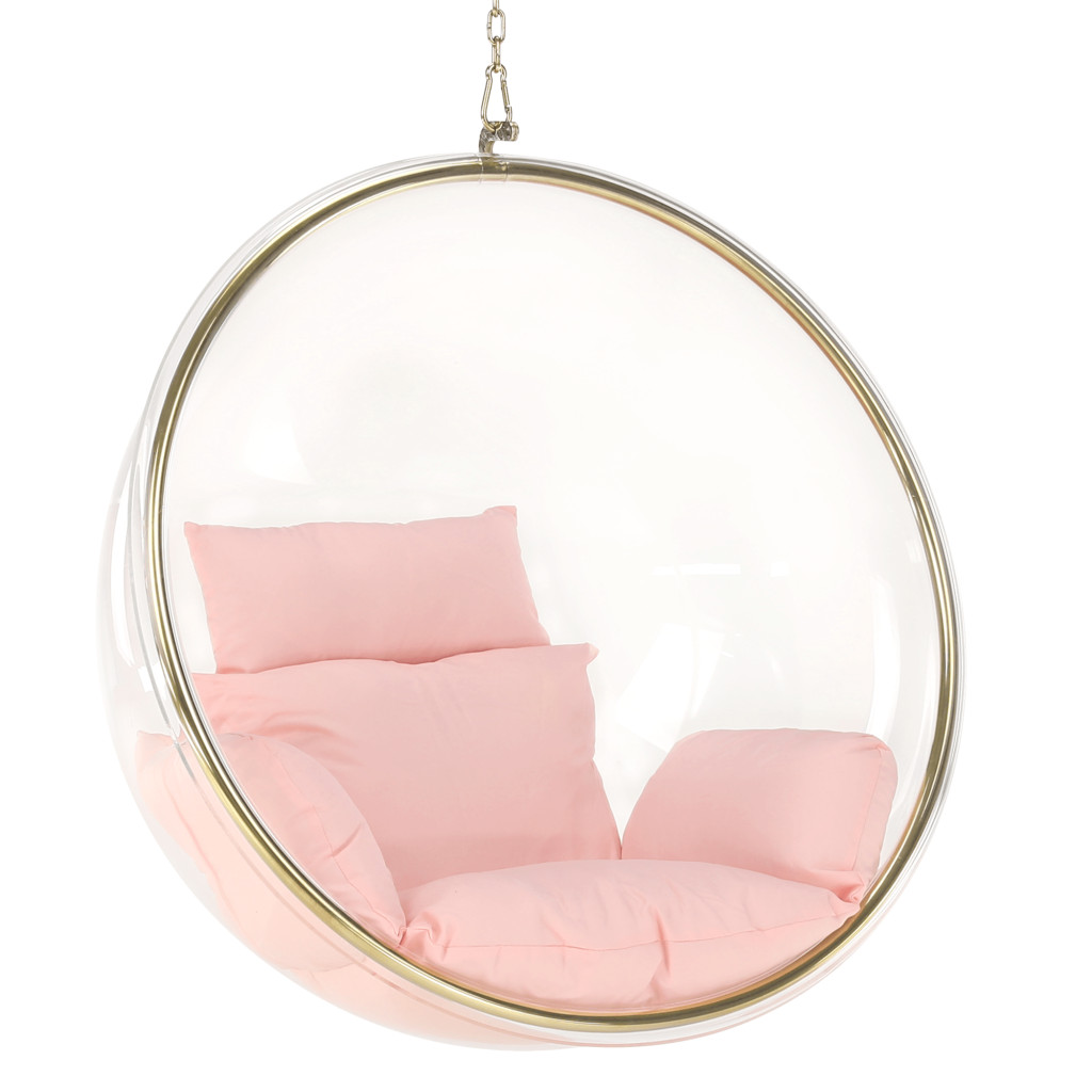 Függő fotel, átlátszó/arany/rózsaszín, BUBBLE NEW TYP 1 (RP)
