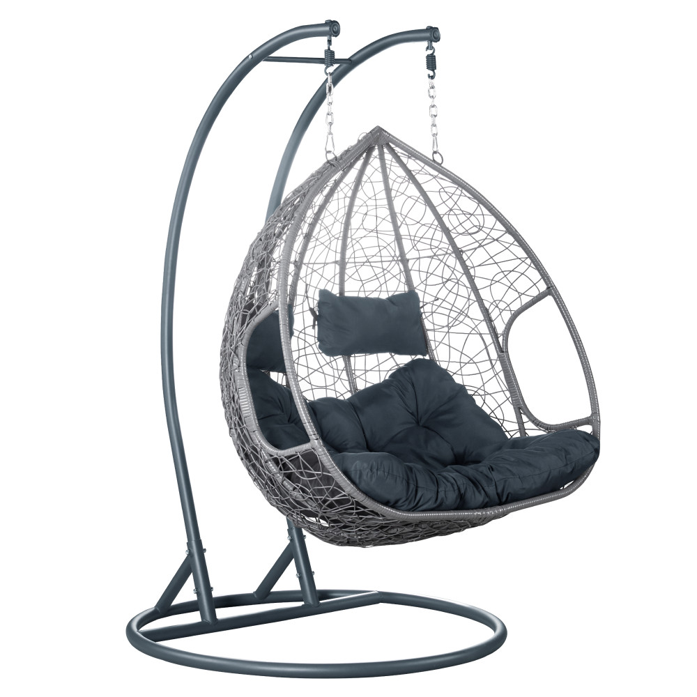 Dupla függőfotel, szürke, DELIA (RP)