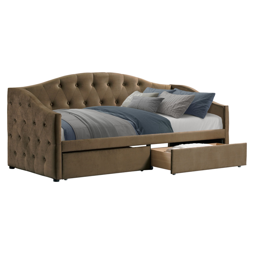 Ágy tárhellyel, 90x200, barna Velvet szövet, ZASKA (RP)