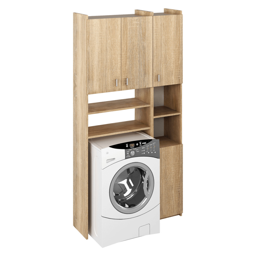 Szekrény mosógép fölé polcokkal, sonoma tölgy, MIRALI (RP)