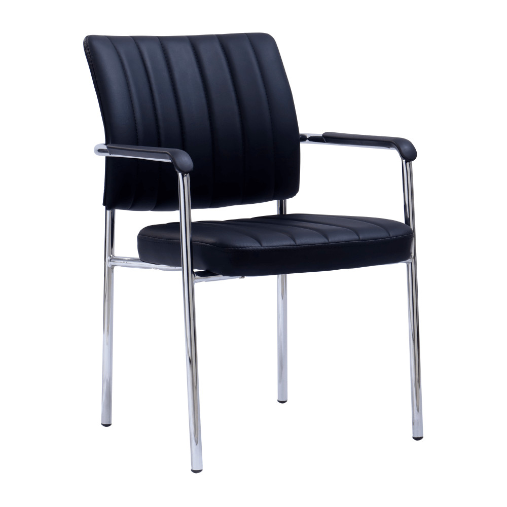 Tárgyalószék, fekete ekobőr/króm, FLORIN (RP)