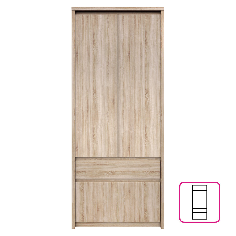 Akasztós szekrény 4D1S/70, sonoma tölgy, NORTY TYP 22 (RP)