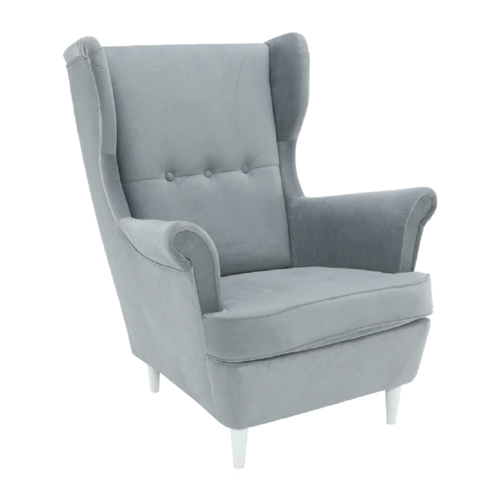 Füles fotel, világosszürke/fehér, RUFINO 3 NEW (RP)