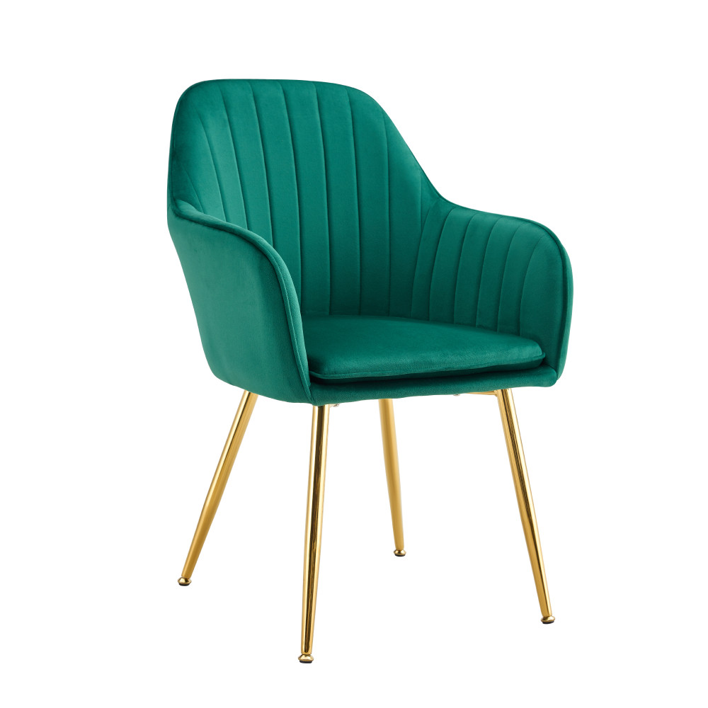 Dizájn fotel, smaragd Velvet szövet/gold króm-arany, ADLAM NEW (RP)