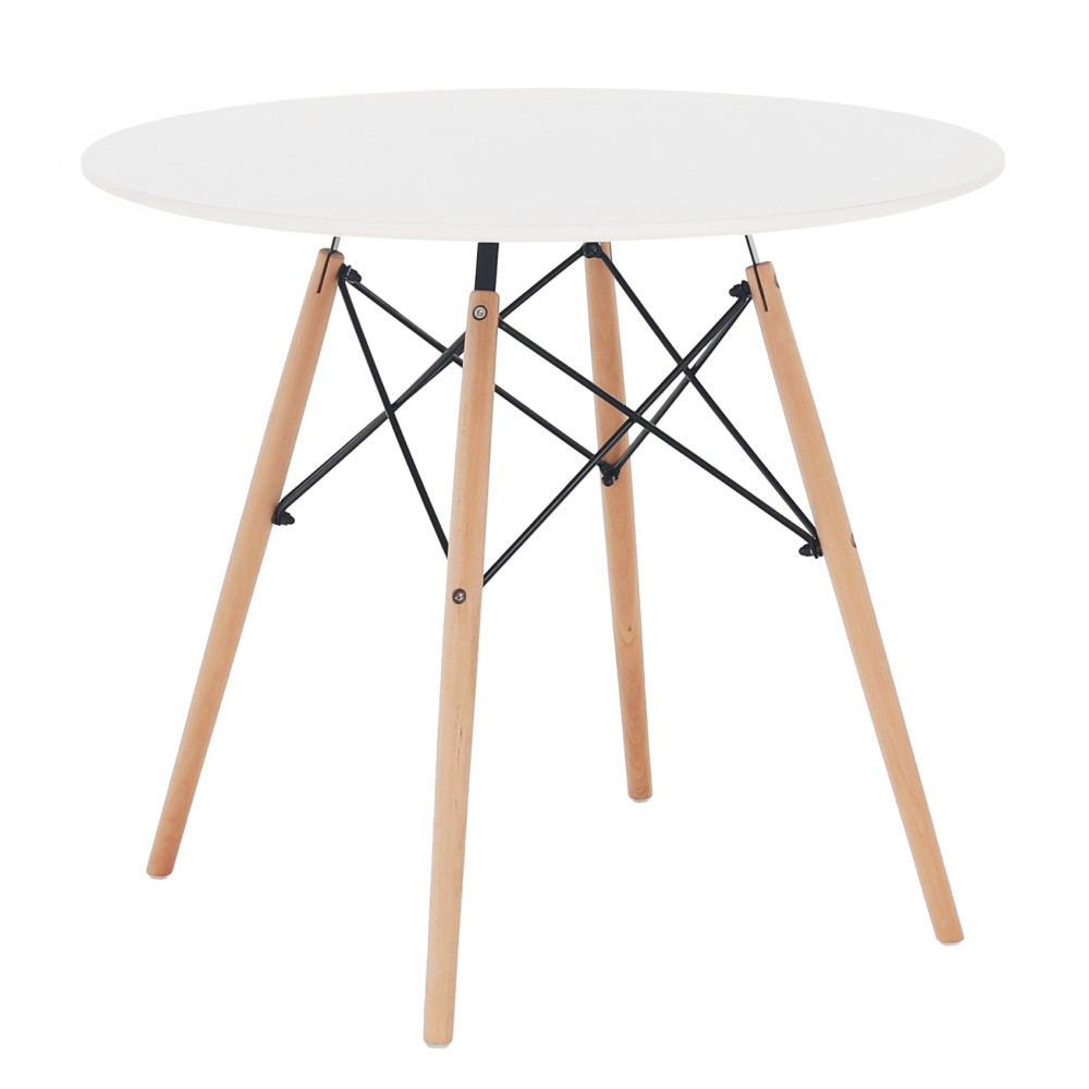 Étkezőasztal,  fehér/bükk, átmérő 80 cm, GAMIN 2 NEW 80 (RP)