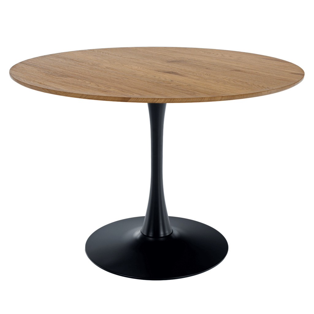 Étkezőasztal, kerek, tölgy/fekete, átmérő 110 cm, REVENTON NEW (RP)