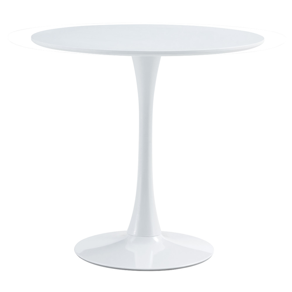 Étkezőasztal, kerek, fehér, matt, átmérő 80 cm, REVENTON NEW (RP)