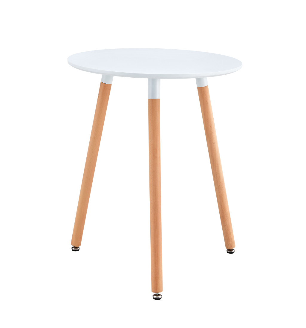 Étkezőasztal, fehér/bükk, átmérő 60 cm, ELCAN NEW TYP 1 (RP)