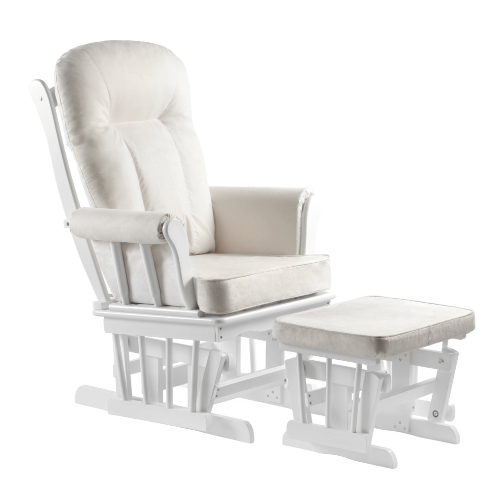 Hintaszék lábtartóval, fehér/krém, SAFORD (RP)