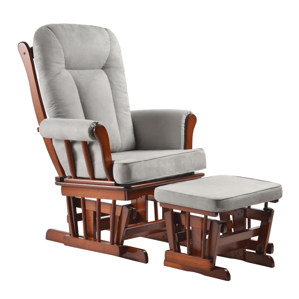 Hintaszék lábtartóval, dió/szürke, SAFORD (RP)