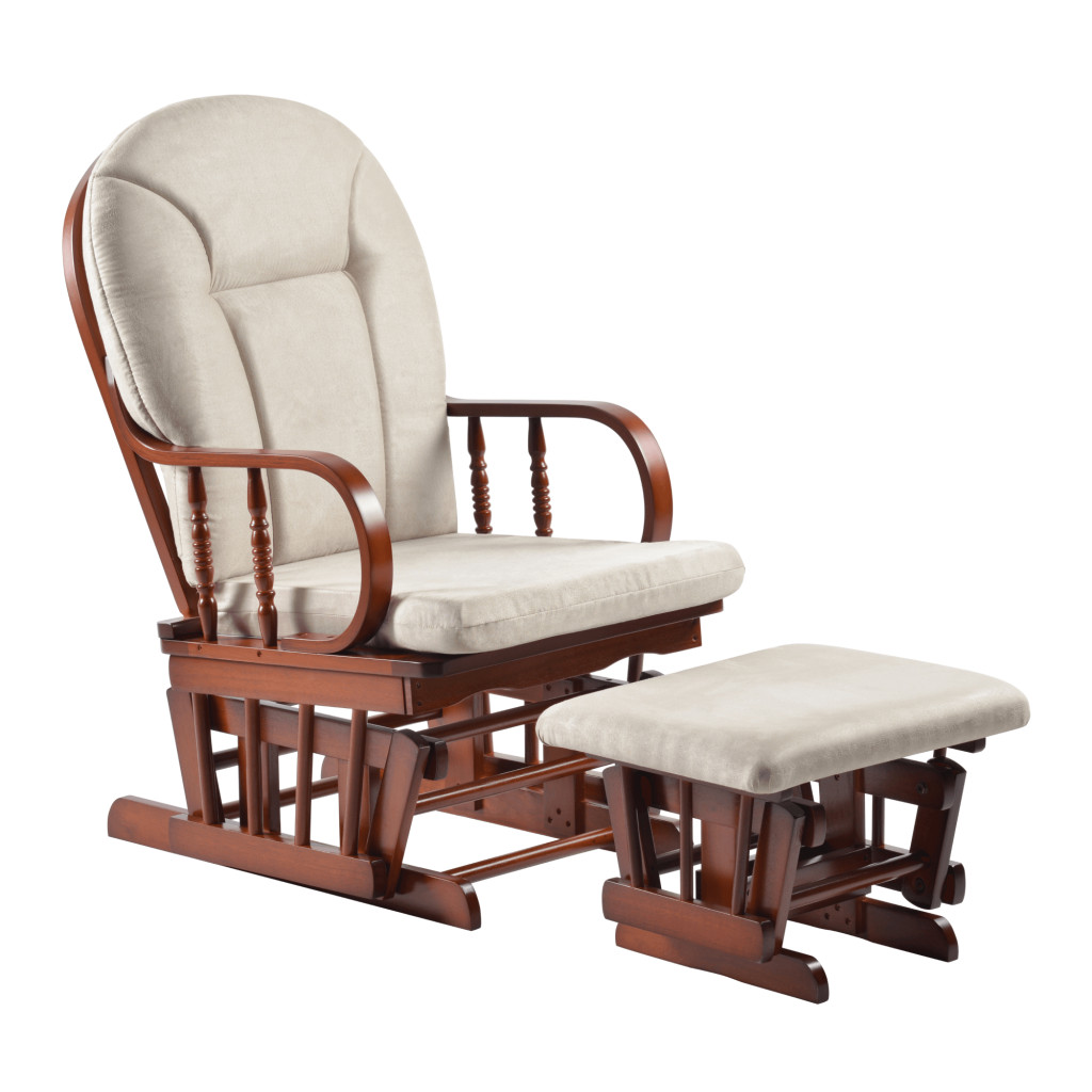 Hintaszék lábtartóval, dió/bézs, TALMAN (RP)