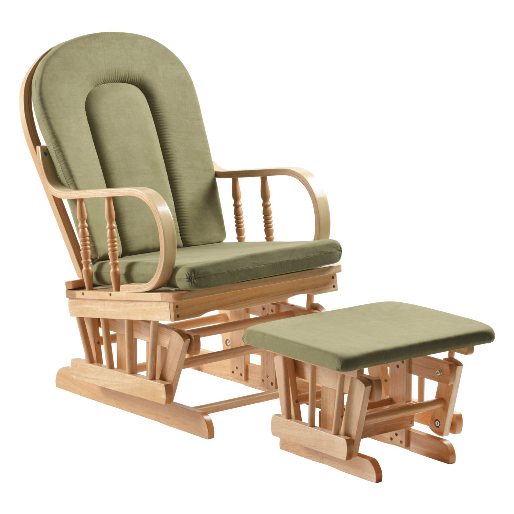 Hintaszék lábtartóval, természetes/zöld, DALBERT (RP)