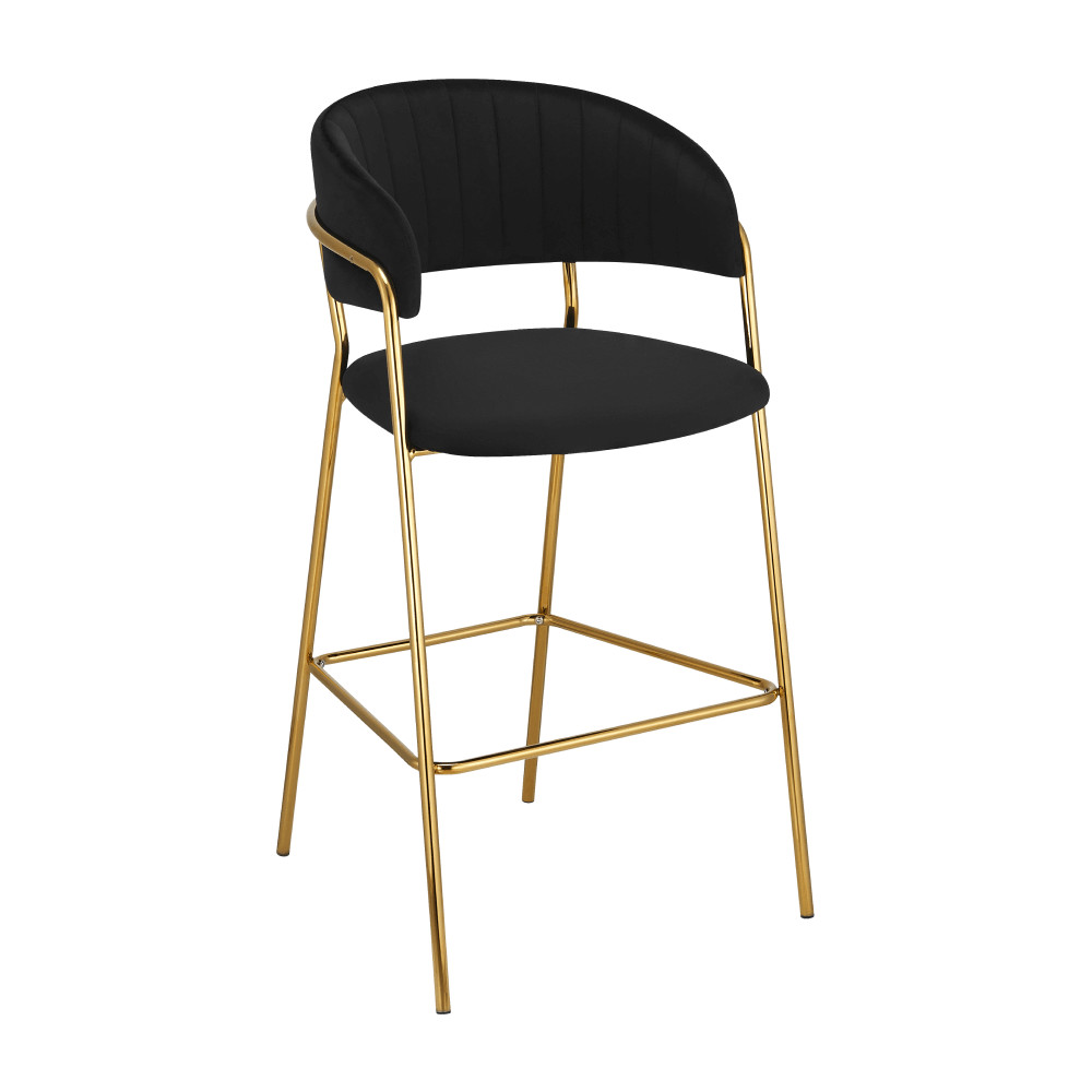 Design bárszék, fekete Velvet szövet/gold króm arany, DASMIN TYP 2 (RP)