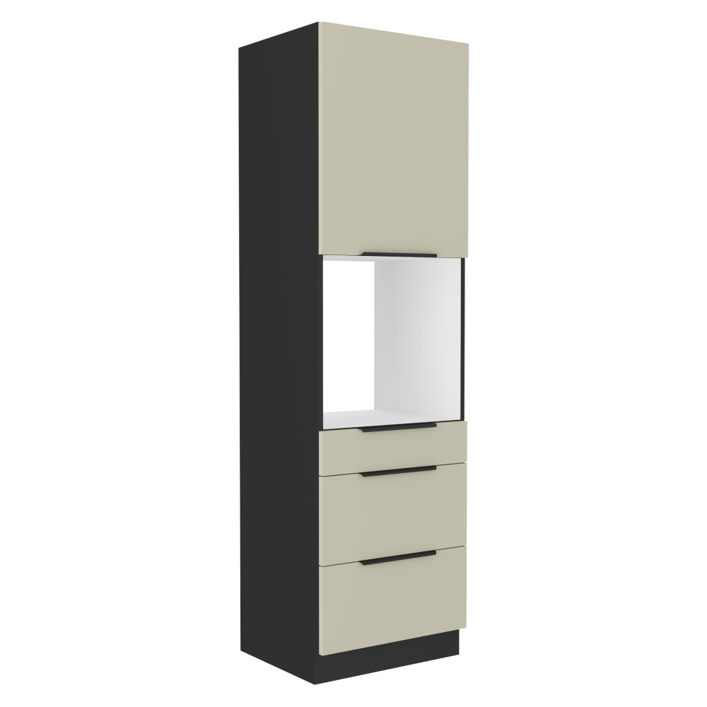 Magas szekrény beépített sütőhöz, kasmír/fekete, ARAKA 60 DPS-210 3S1F (RP)