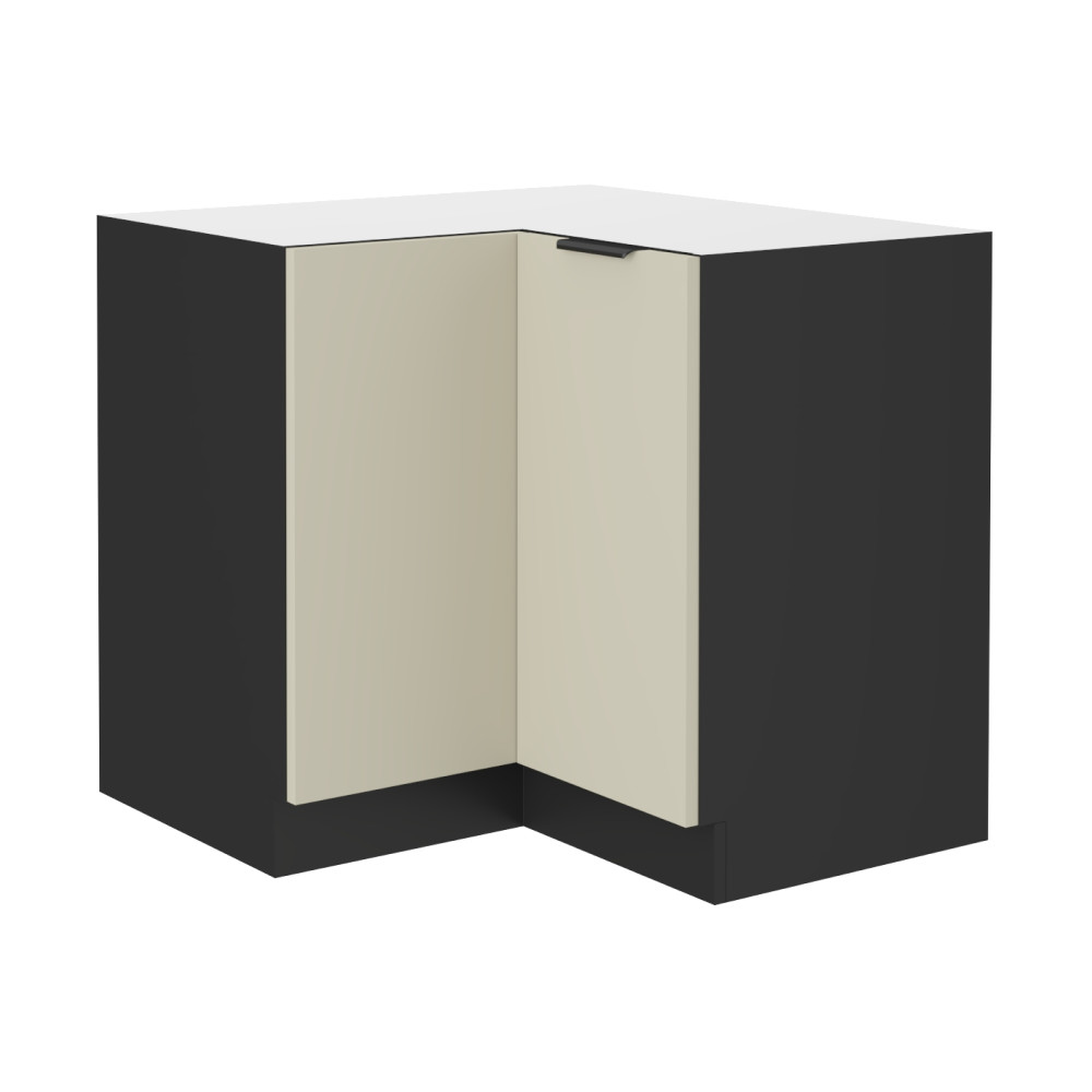 Alsó sarokszekrény, kasmír/fekete, ARAKA 90x90 DN 2F BB (RP)