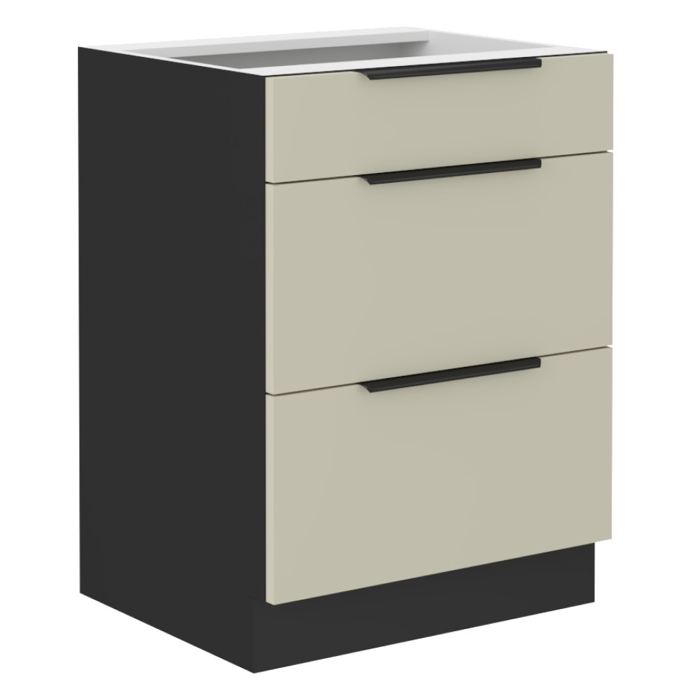 Alsó szekrény, kasmír/fekete, ARAKA 60 D 3S BB (RP)