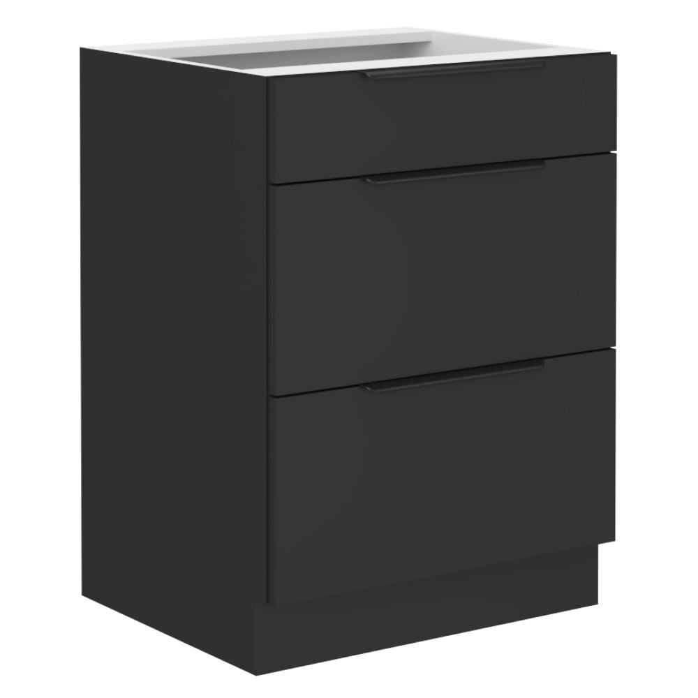 Alsó szekrény, fekete, SIBER 60 D 3S BB (RP)