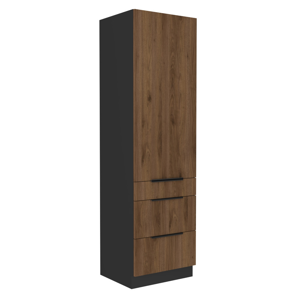 Magas szekrény, okapi dió/fekete, MENZO 60 DKS-210 3S1F (RP)