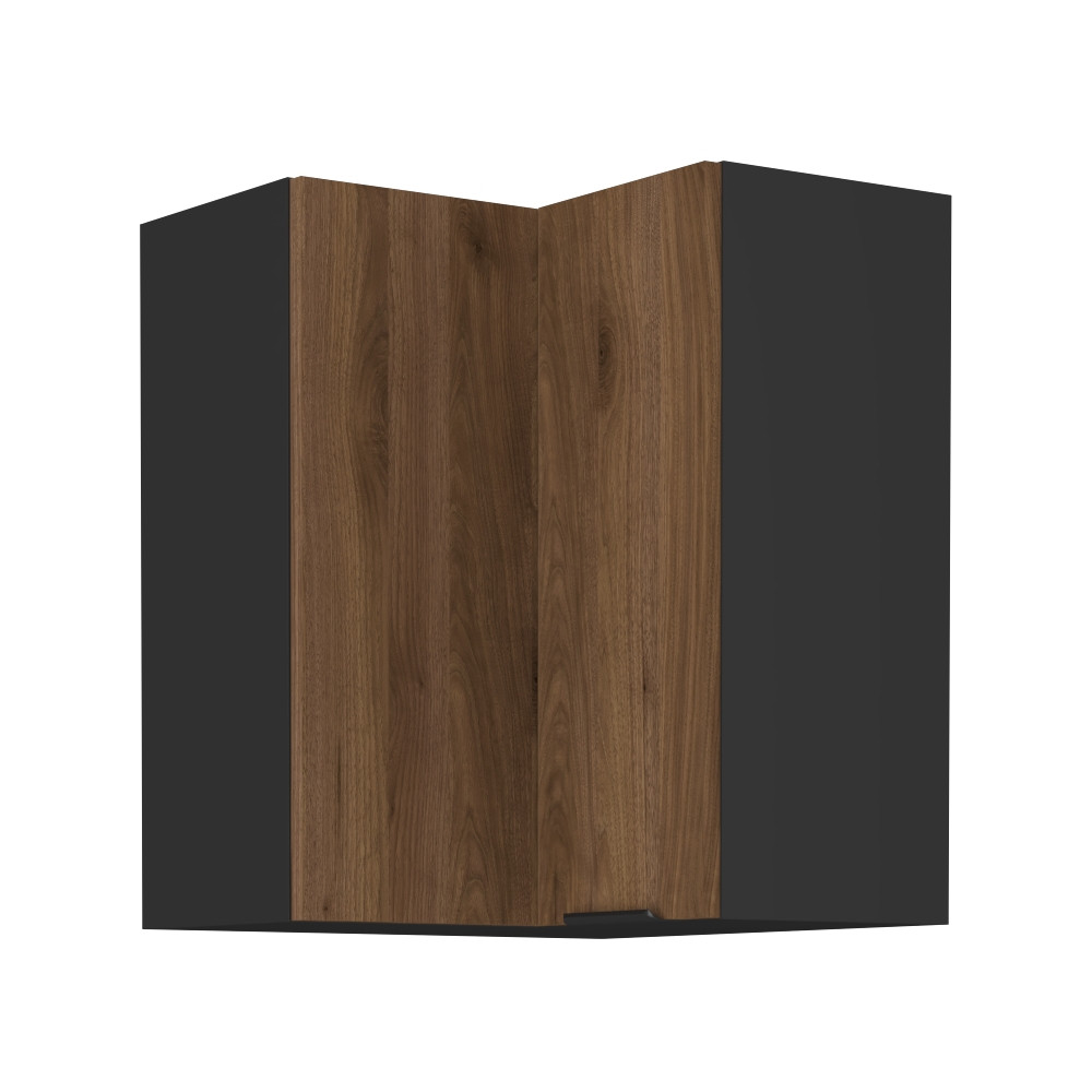 Felső sarokszekrény okapi dió/fekete, MENZO 60x60 GN-72 2F (RP)