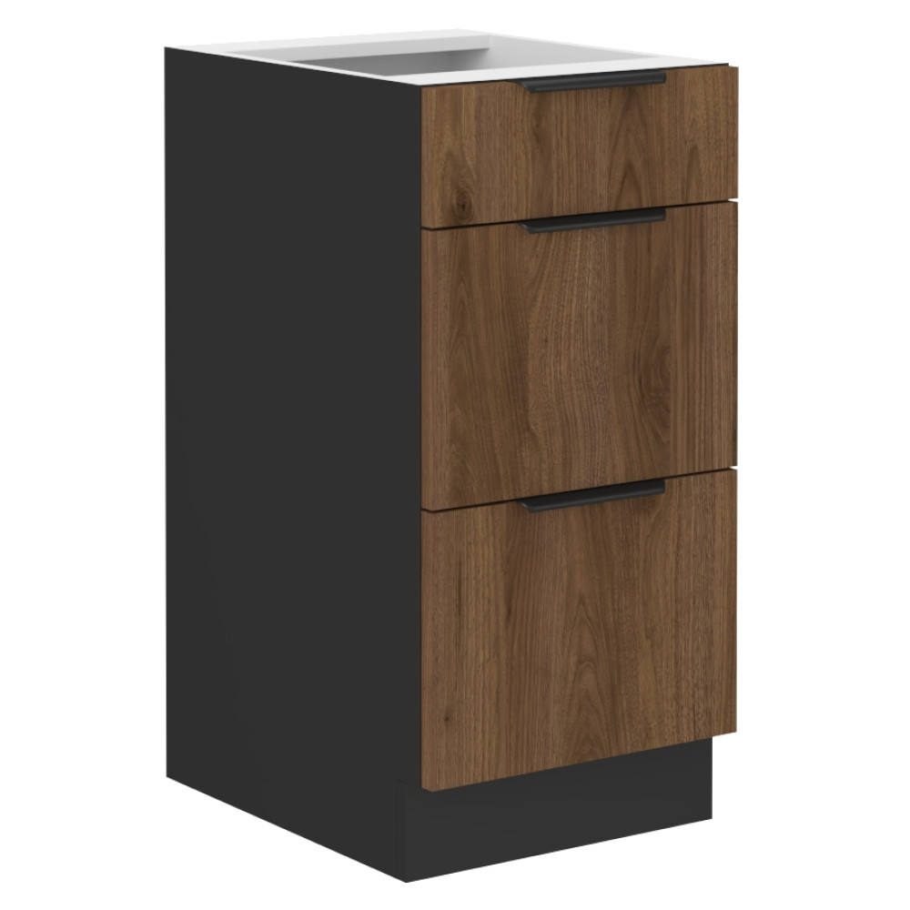 Alsó szekrény, okapi dió/fekete, MENZO 40 D 3S BB (RP)